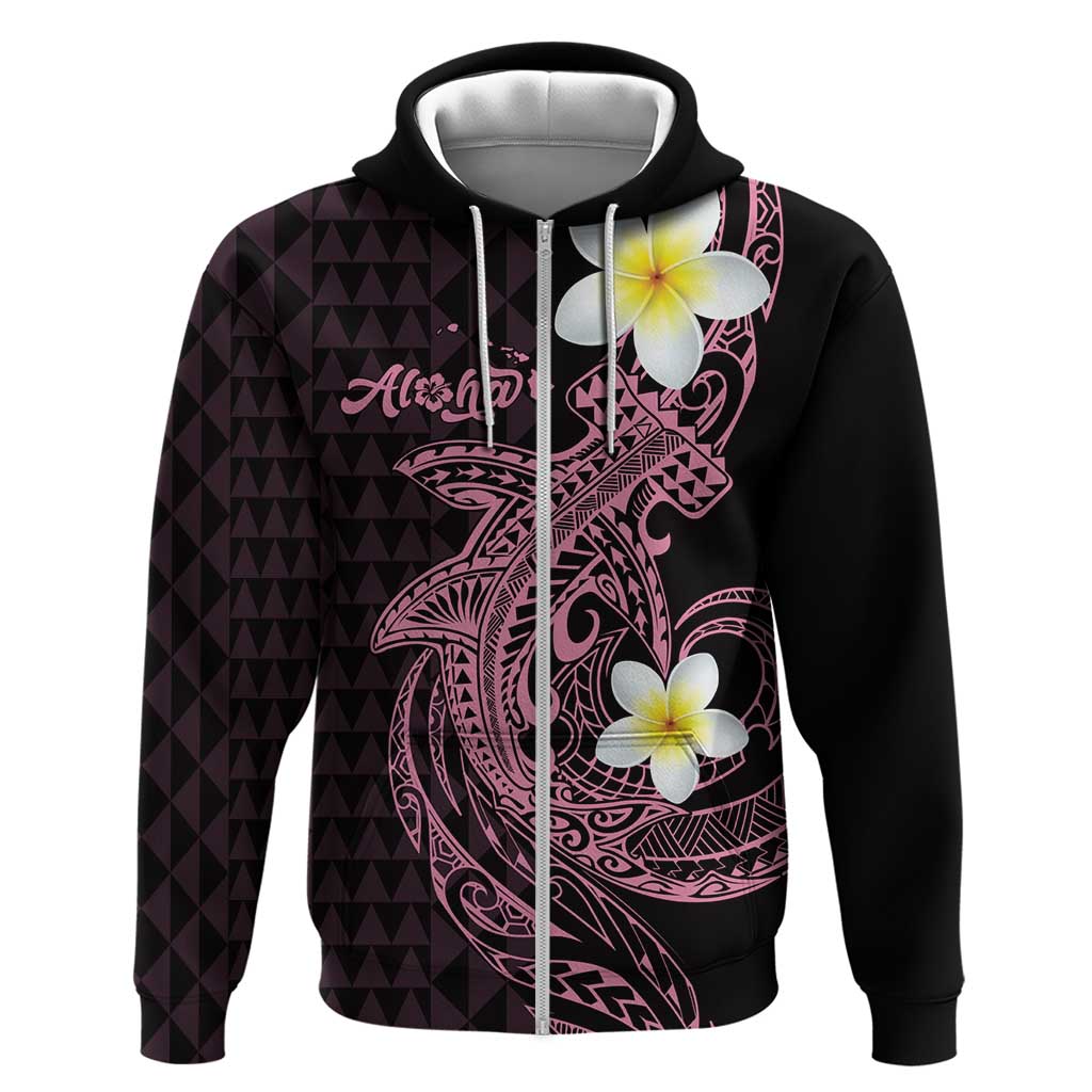 Aloha Hammerhead Shark Hoodie Vivacious Pink Hawaiian Kakau Tribal Tattoo