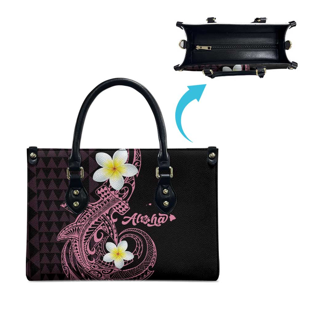 Aloha Hammerhead Shark Leather Bag Vivacious Pink Hawaiian Kakau Tribal Tattoo - Polynesian Pride
