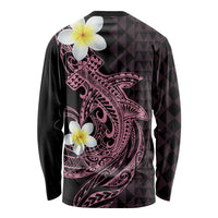 Aloha Hammerhead Shark Long Sleeve Shirt Vivacious Pink Hawaiian Kakau Tribal Tattoo