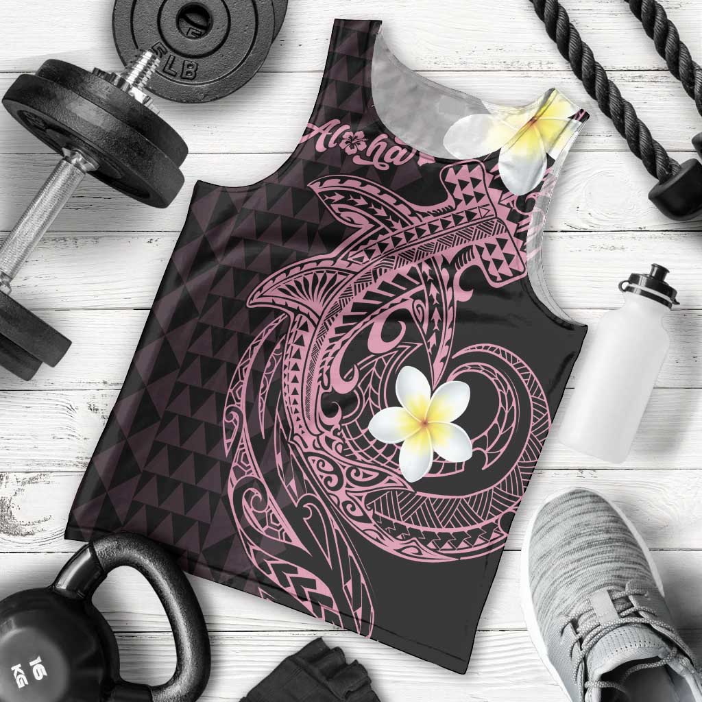 Aloha Hammerhead Shark Men Tank Top Vivacious Pink Hawaiian Kakau Tribal Tattoo