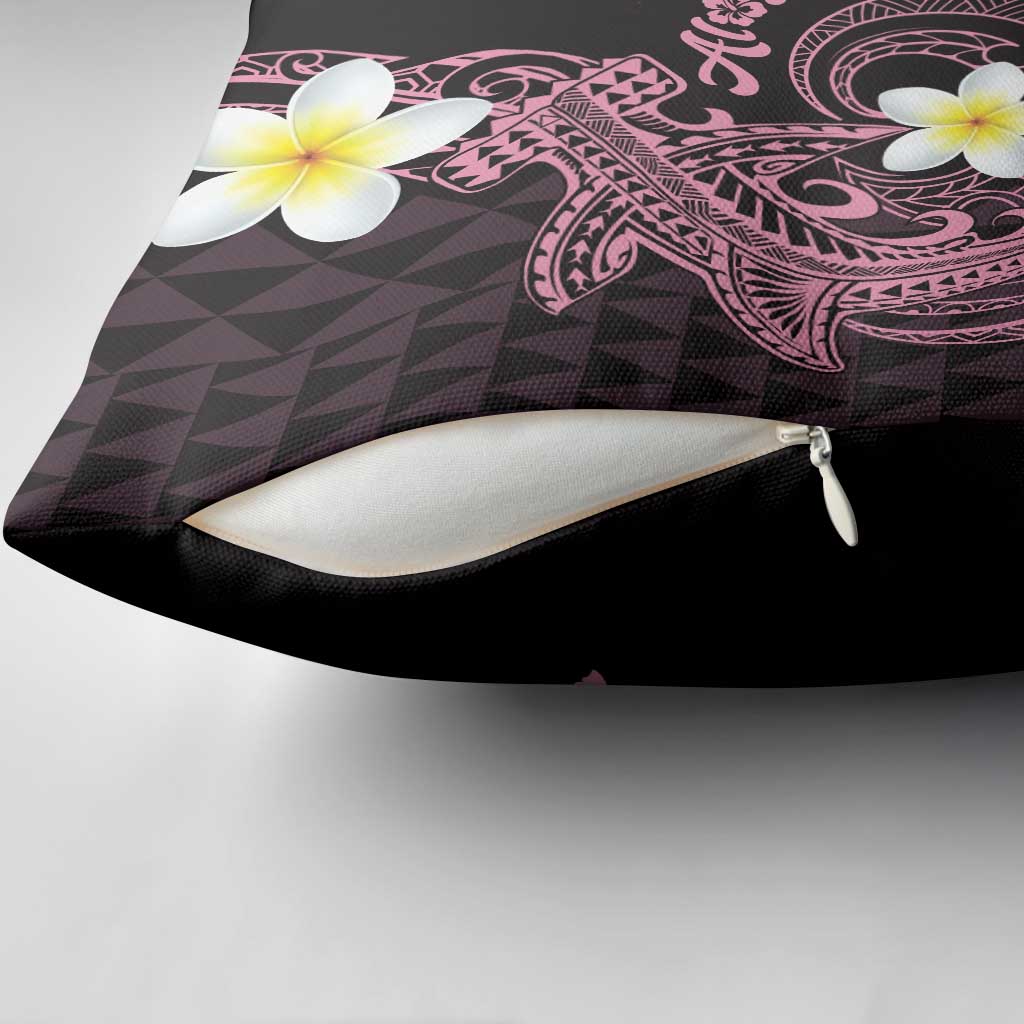 Aloha Hammerhead Shark Pillow Cover Vivacious Pink Hawaiian Kakau Tribal Tattoo - Polynesian Pride