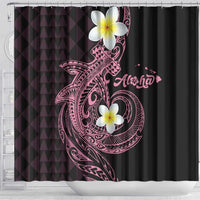 Aloha Hammerhead Shark Shower Curtain Vivacious Pink Hawaiian Kakau Tribal Tattoo
