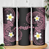 Aloha Hammerhead Shark Skinny Tumbler Vivacious Pink Hawaiian Kakau Tribal Tattoo