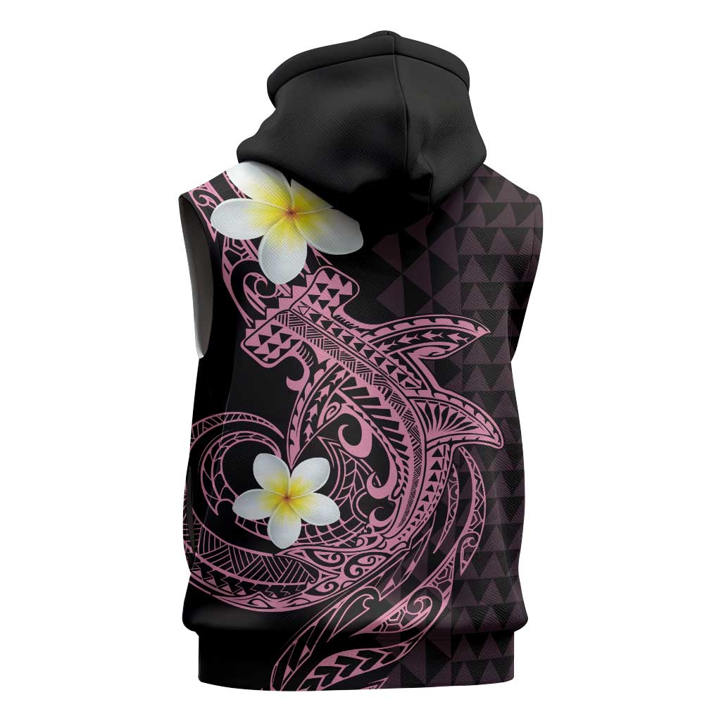 Aloha Hammerhead Shark Sleeveless Zip Hoodie Vivacious Pink Hawaiian Kakau Tribal Tattoo LT9