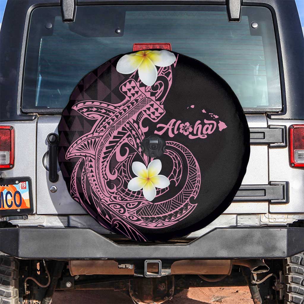 Aloha Hammerhead Shark Spare Tire Cover Vivacious Pink Hawaiian Kakau Tribal Tattoo