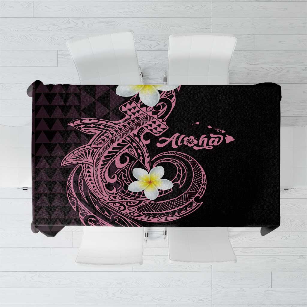 Aloha Hammerhead Shark Tablecloth Vivacious Pink Hawaiian Kakau Tribal Tattoo