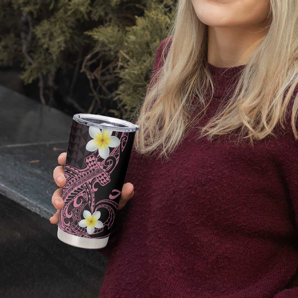 Aloha Hammerhead Shark Tumbler Cup Vivacious Pink Hawaiian Kakau Tribal Tattoo