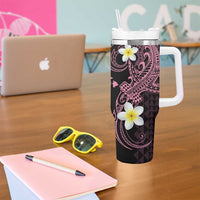 Aloha Hammerhead Shark Tumbler With Handle Vivacious Pink Hawaiian Kakau Tribal Tattoo