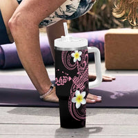 Aloha Hammerhead Shark Tumbler With Handle Vivacious Pink Hawaiian Kakau Tribal Tattoo