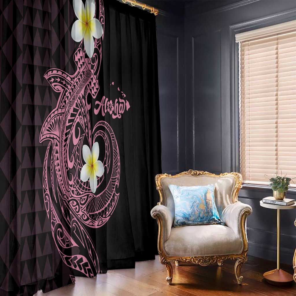 Aloha Hammerhead Shark Window Curtain Vivacious Pink Hawaiian Kakau Tribal Tattoo