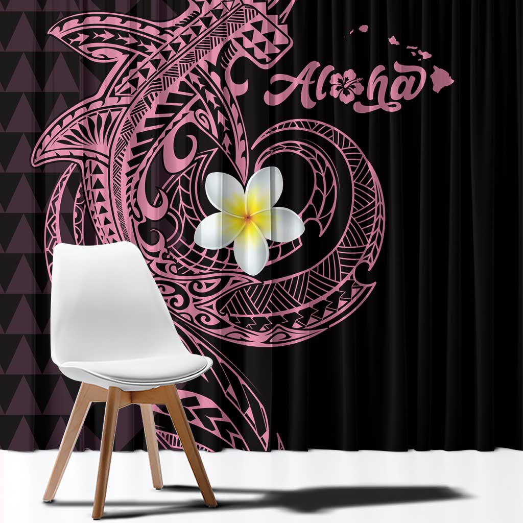 Aloha Hammerhead Shark Window Curtain Vivacious Pink Hawaiian Kakau Tribal Tattoo