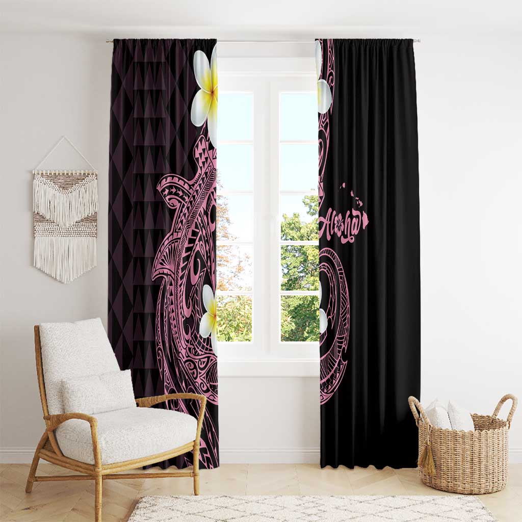 Aloha Hammerhead Shark Window Curtain Vivacious Pink Hawaiian Kakau Tribal Tattoo