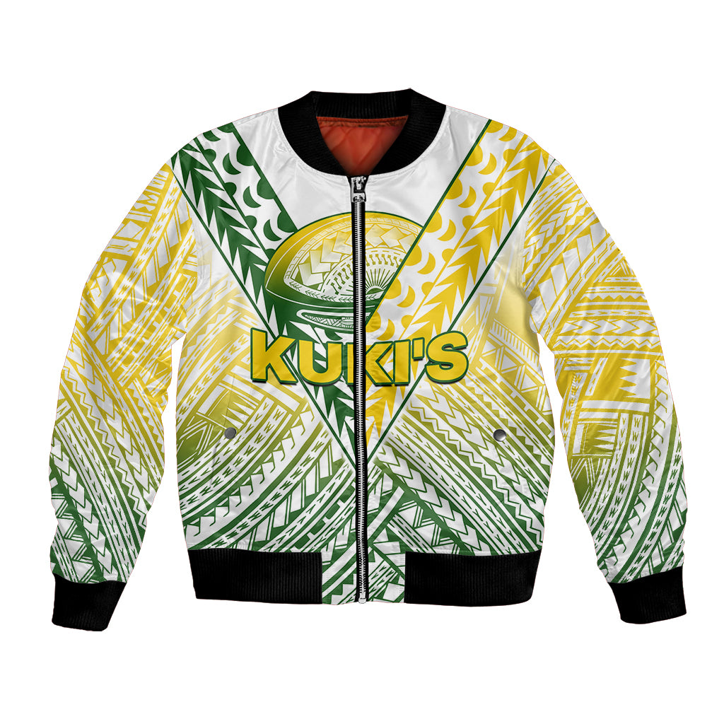 The Kuki's Cook Islands Rugby Bomber Jacket Be Unique Vibe White LT9 Unisex White - Polynesian Pride