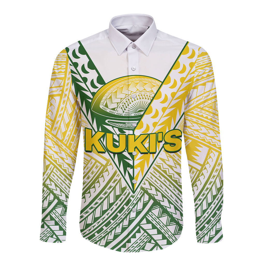 The Kuki's Cook Islands Rugby Long Sleeve Button Shirt Be Unique Vibe White LT9 Unisex White - Polynesian Pride