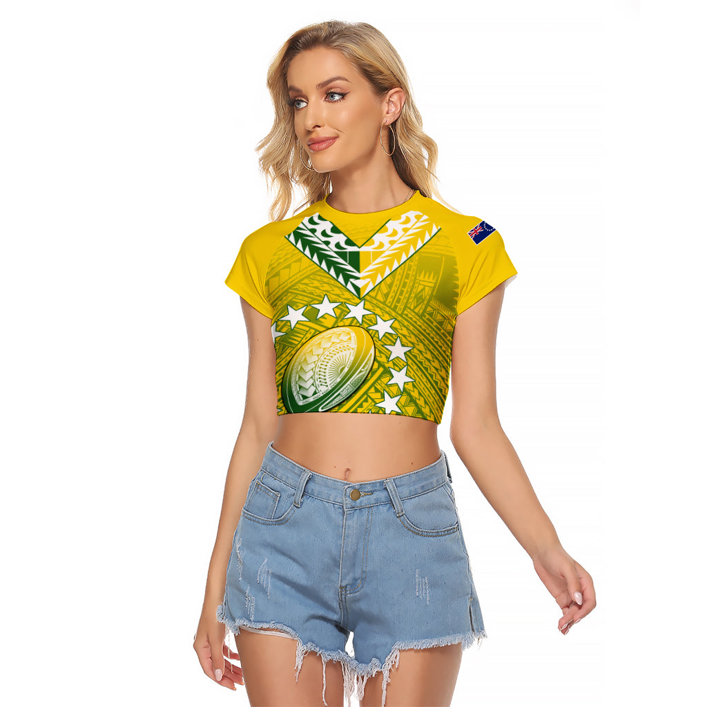 The Kuki's Cook Islands Rugby Raglan Cropped T Shirt Be Unique Vibe Yellow LT9 Female Yellow - Polynesian Pride