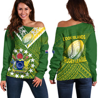 The Kuki's Cook Islands Rugby Off Shoulder Sweater Be Unique Vibe Green LT9 Women Green - Polynesian Pride