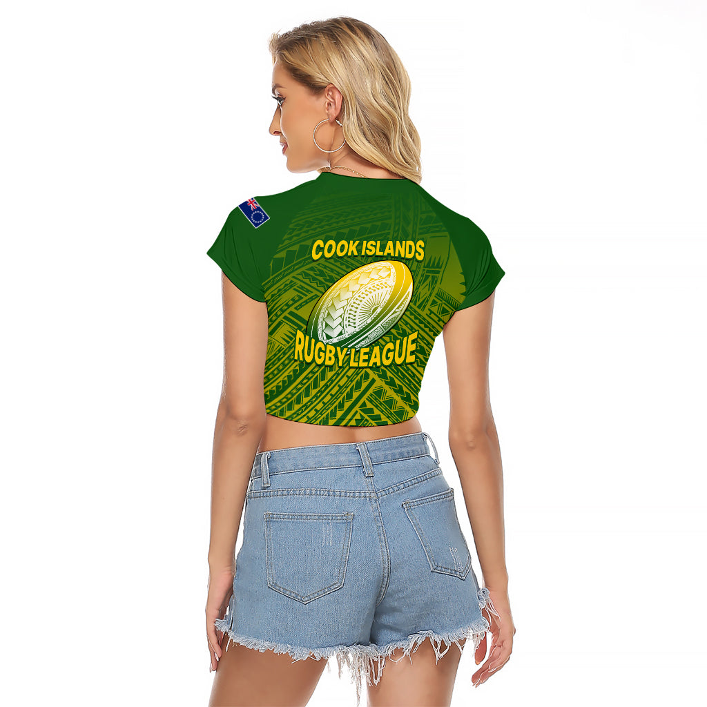 The Kuki's Cook Islands Rugby Raglan Cropped T Shirt Be Unique Vibe Green LT9 - Polynesian Pride