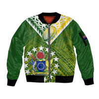 The Kuki's Cook Islands Rugby Sleeve Zip Bomber Jacket Be Unique Vibe Green LT9 Unisex Green - Polynesian Pride