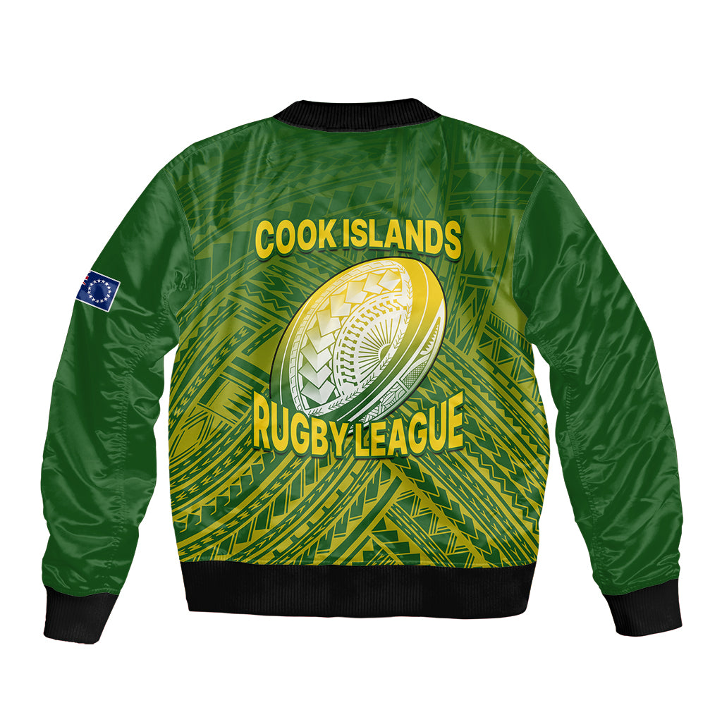 The Kuki's Cook Islands Rugby Sleeve Zip Bomber Jacket Be Unique Vibe Green LT9 - Polynesian Pride