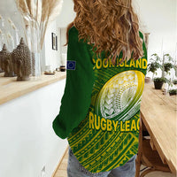The Kuki's Cook Islands Rugby Women Casual Shirt Be Unique Vibe Green LT9 - Polynesian Pride