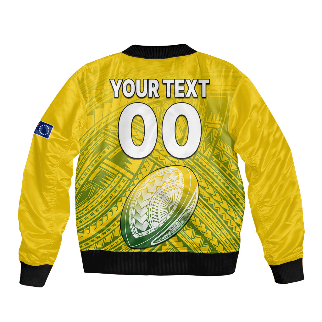 (Custom Text And Number) The Kuki's Cook Islands Rugby Bomber Jacket Be Unique Vibe Yellow LT9 - Polynesian Pride