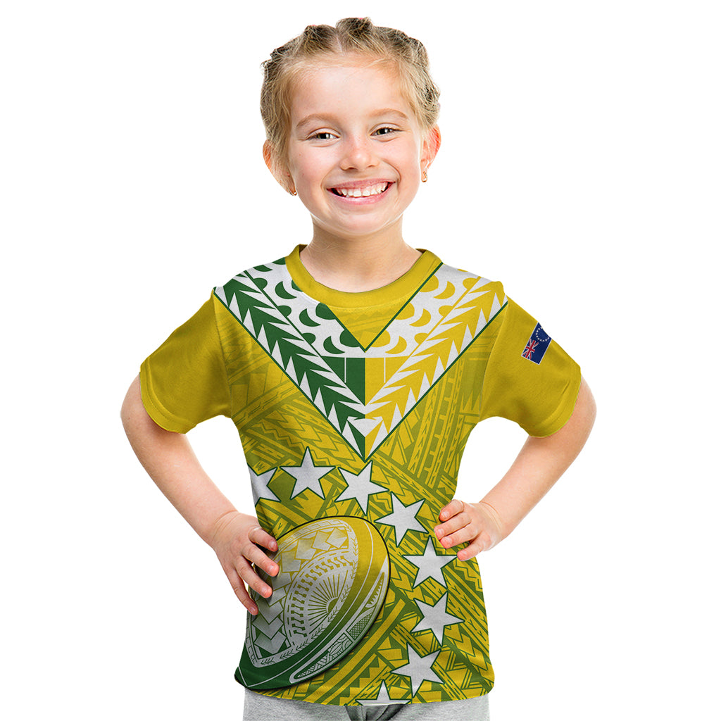 (Custom Text And Number) The Kuki's Cook Islands Rugby Kid T Shirt Be Unique Vibe Yellow LT9 Yellow - Polynesian Pride