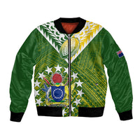 (Custom Text And Number) The Kuki's Cook Islands Rugby Bomber Jacket Be Unique Vibe Green LT9 Unisex Green - Polynesian Pride