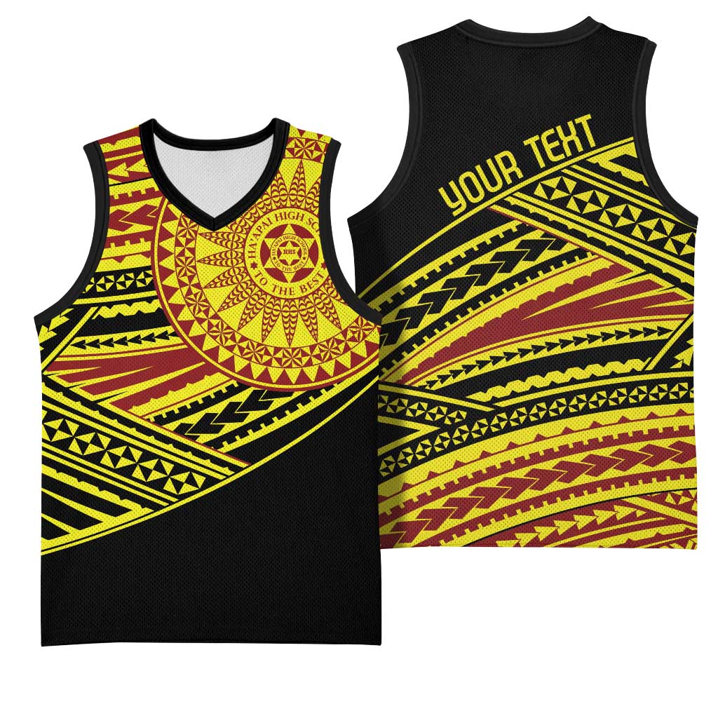 Personalised Tonga Ha apai High School Basketball Jersey Ngatu Fonulei Pattern - Polynesian Pride