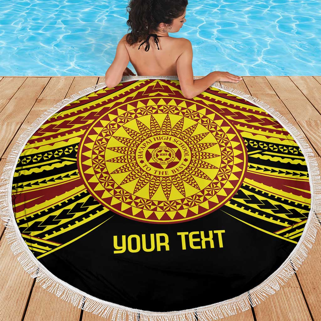 Personalised Tonga Ha apai High School Beach Blanket Ngatu Fonulei Pattern
