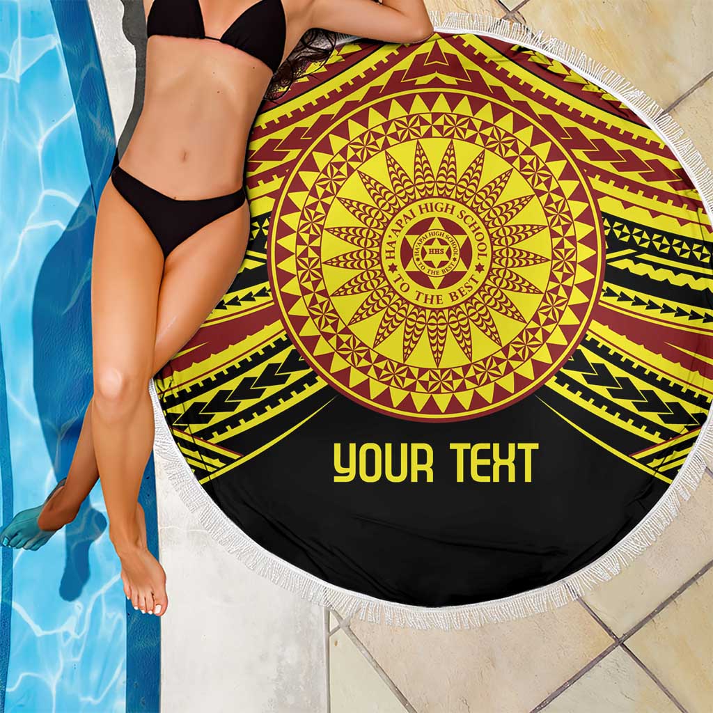 Personalised Tonga Ha apai High School Beach Blanket Ngatu Fonulei Pattern