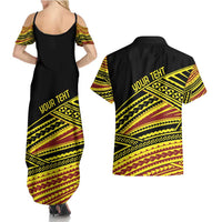 Personalised Tonga Ha apai High School Couples Matching Summer Maxi Dress and Hawaiian Shirt Ngatu Fonulei Pattern