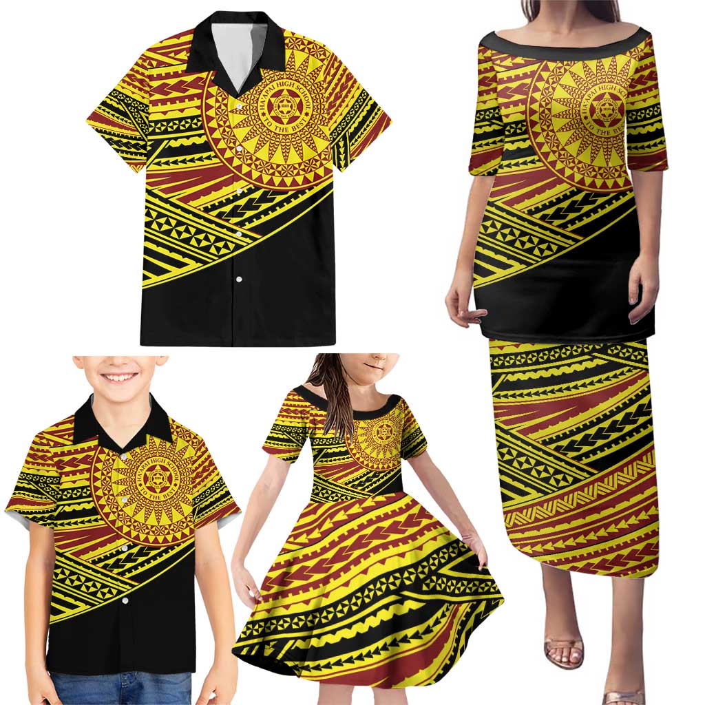 Personalised Tonga Ha apai High School Family Matching Puletasi and Hawaiian Shirt Ngatu Fonulei Pattern