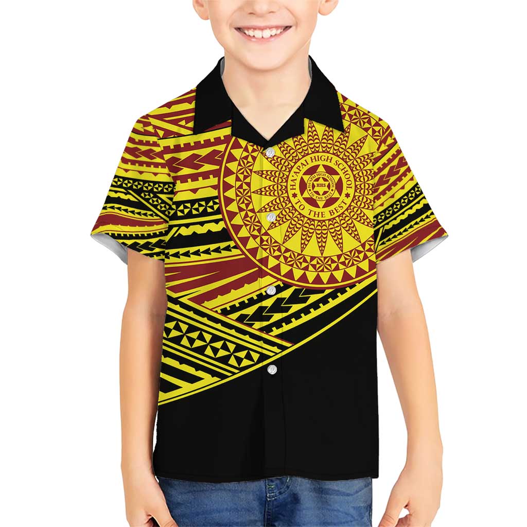 Personalised Tonga Ha apai High School Family Matching Short Sleeve Bodycon Dress and Hawaiian Shirt Ngatu Fonulei Pattern