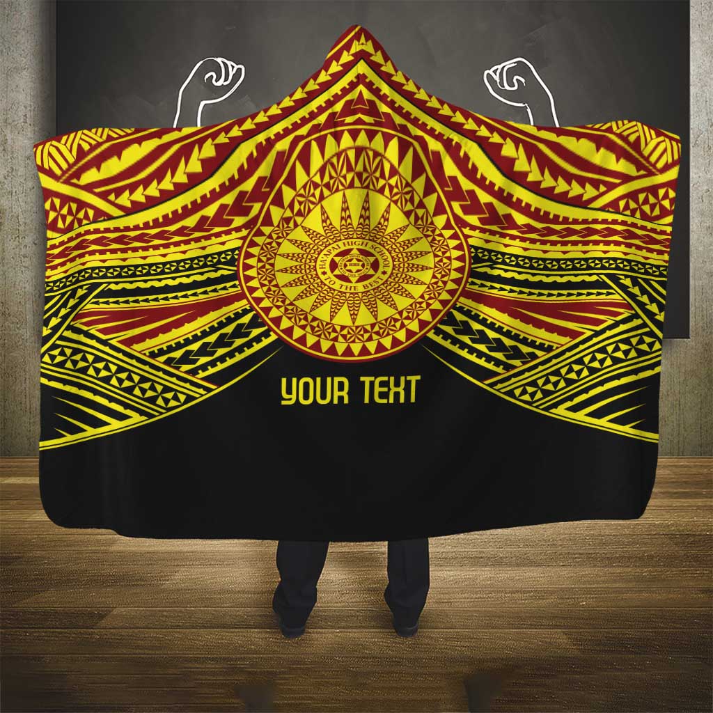 Personalised Tonga Ha apai High School Hooded Blanket Ngatu Fonulei Pattern