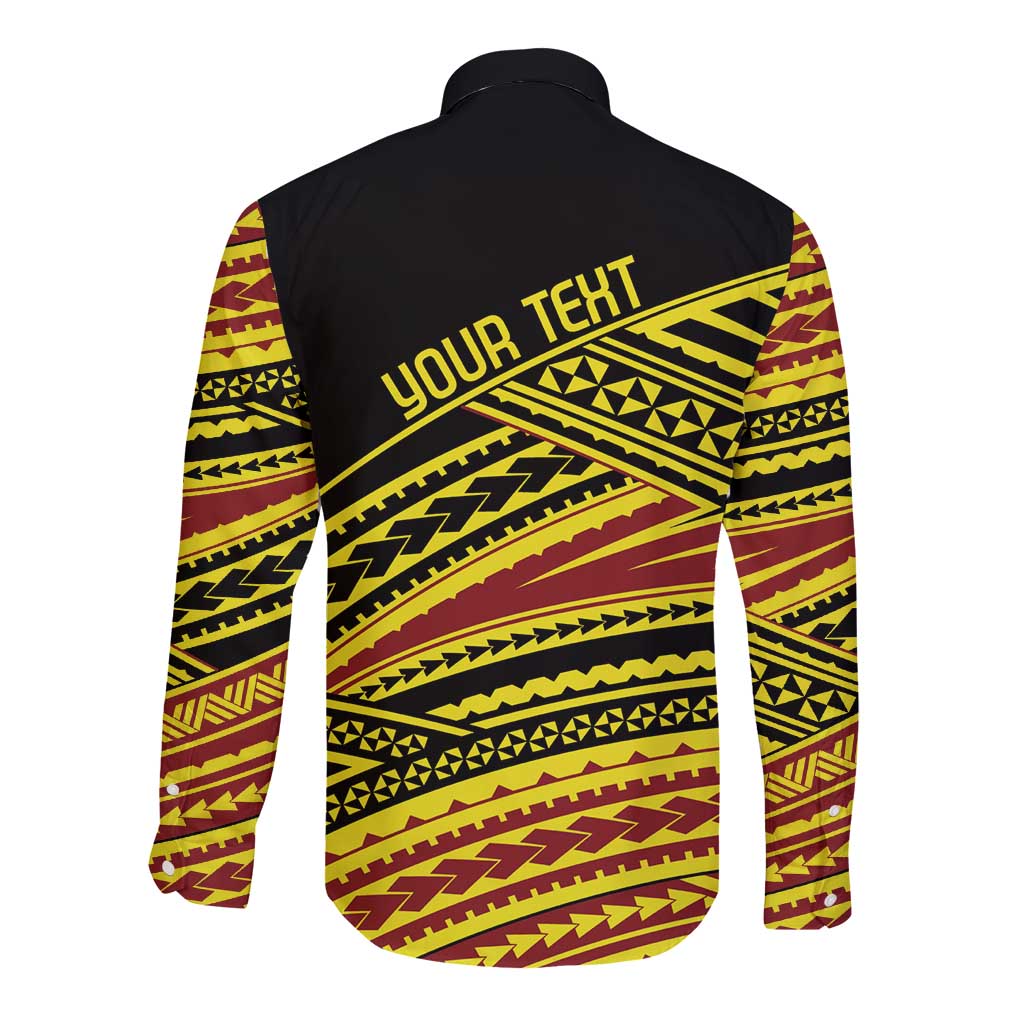 Personalised Tonga Ha apai High School Long Sleeve Button Shirt Ngatu Fonulei Pattern