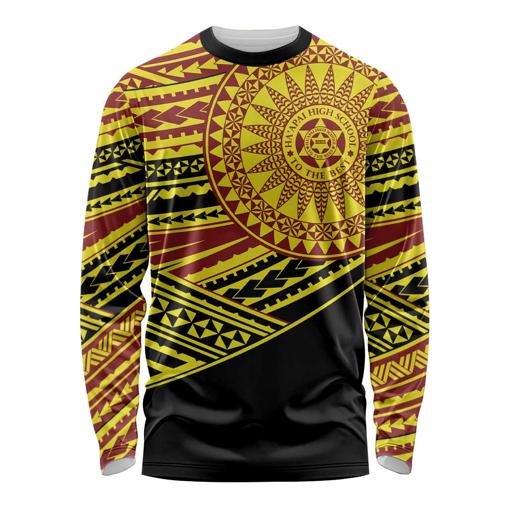 Personalised Tonga Ha apai High School Long Sleeve Shirt Ngatu Fonulei Pattern