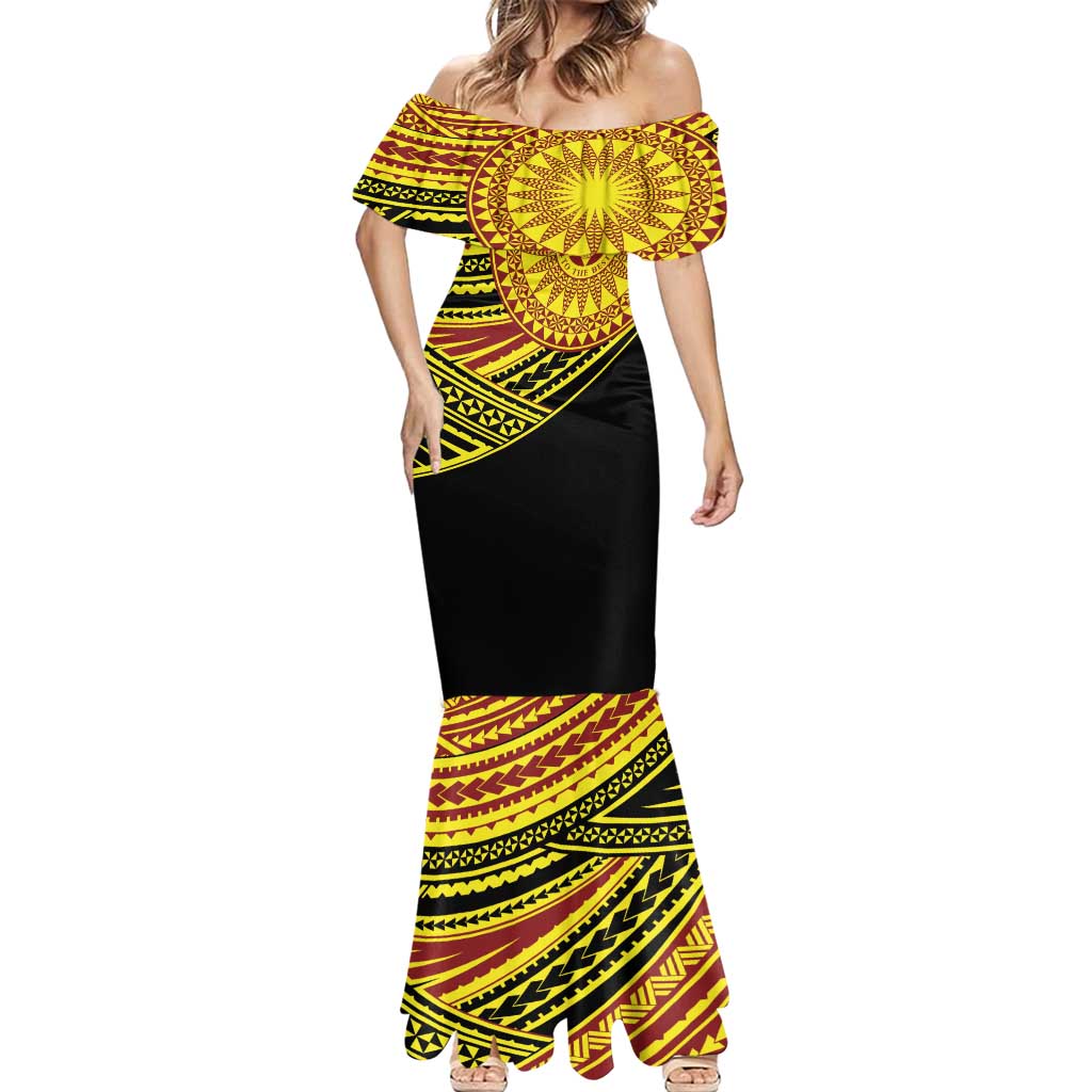 Personalised Tonga Ha apai High School Mermaid Dress Ngatu Fonulei Pattern