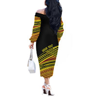 Personalised Tonga Ha apai High School Off The Shoulder Long Sleeve Dress Ngatu Fonulei Pattern