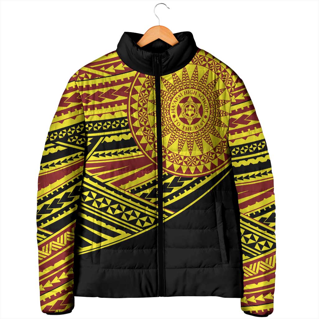 Personalised Tonga Ha apai High School Padded Jacket Ngatu Fonulei Pattern - Polynesian Pride