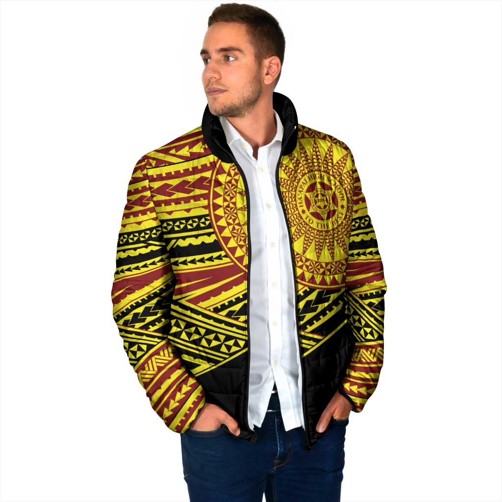 Personalised Tonga Ha apai High School Padded Jacket Ngatu Fonulei Pattern - Polynesian Pride