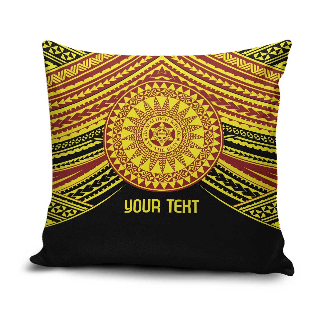 Personalised Tonga Ha apai High School Pillow Cover Ngatu Fonulei Pattern LT9 Gold - Polynesian Pride