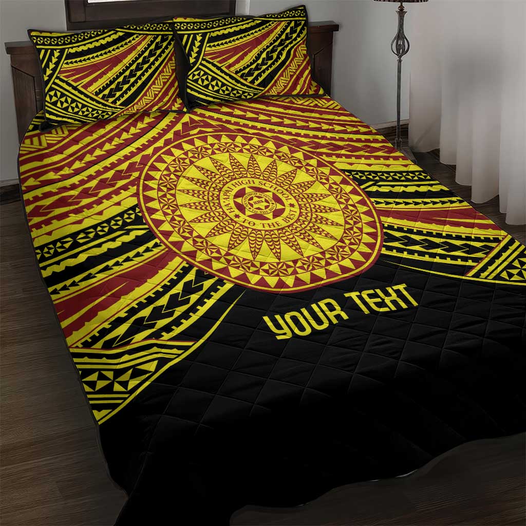Personalised Tonga Ha apai High School Quilt Bed Set Ngatu Fonulei Pattern LT9 Gold - Polynesian Pride
