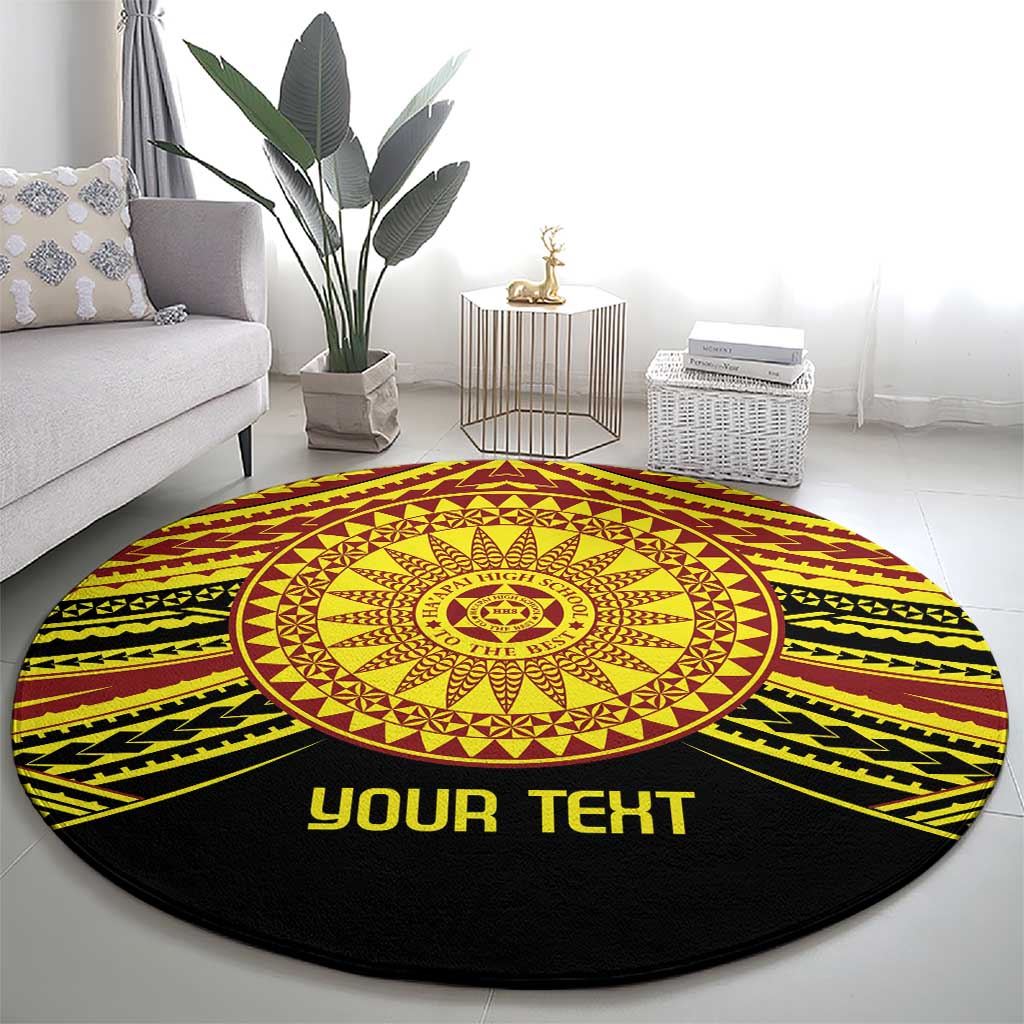 Personalised Tonga Ha apai High School Round Carpet Ngatu Fonulei Pattern