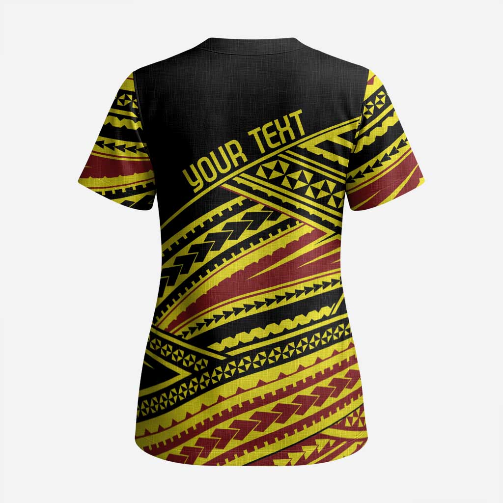 Personalised Tonga Ha apai High School Scrub Top Ngatu Fonulei Pattern - Polynesian Pride