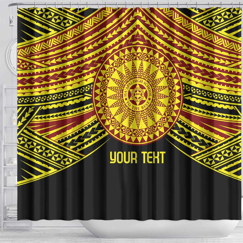 Personalised Tonga Ha apai High School Shower Curtain Ngatu Fonulei Pattern