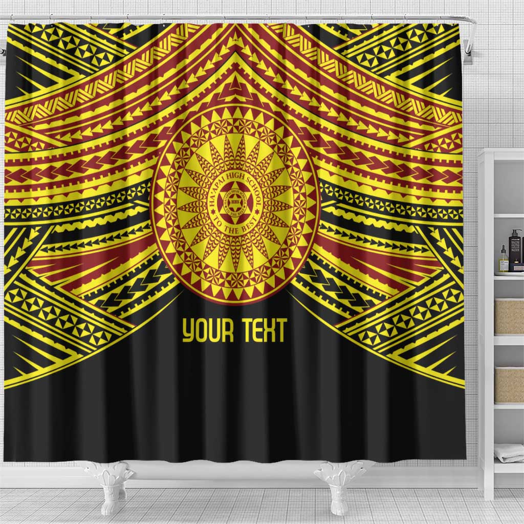 Personalised Tonga Ha apai High School Shower Curtain Ngatu Fonulei Pattern
