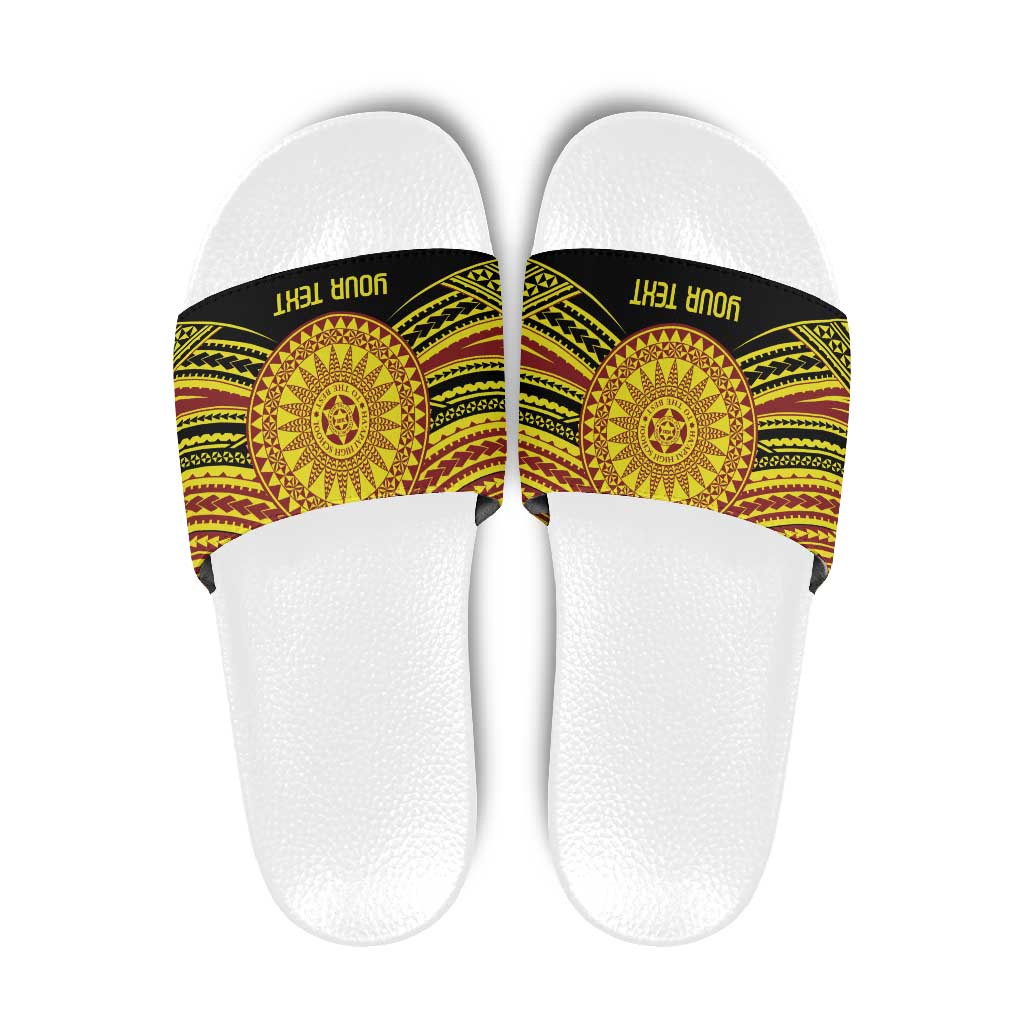 Personalised Tonga Ha apai High School Slide Sandals Ngatu Fonulei Pattern - Polynesian Pride