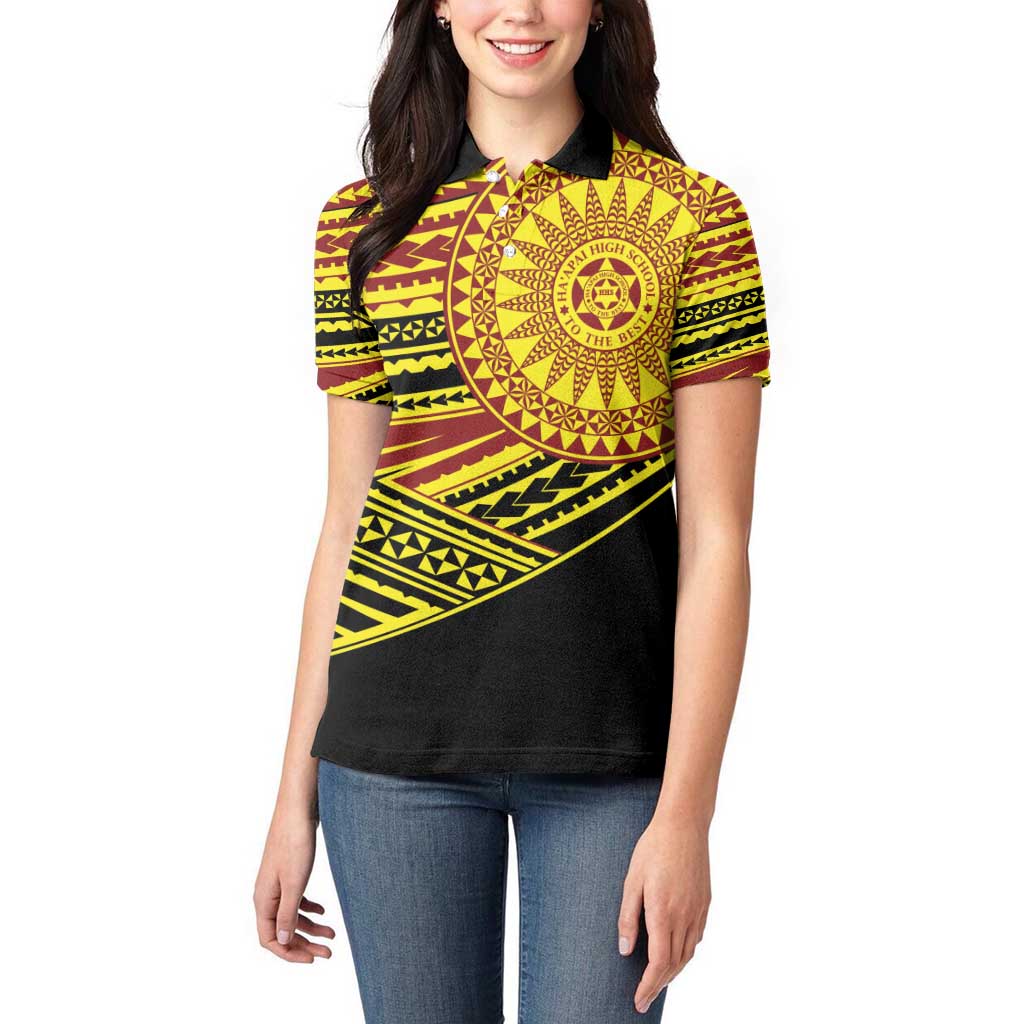 Personalised Tonga Ha apai High School Women Polo Shirt Ngatu Fonulei Pattern