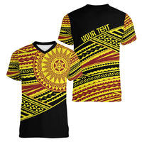 Personalised Tonga Ha apai High School Women V-Neck T-Shirt Ngatu Fonulei Pattern