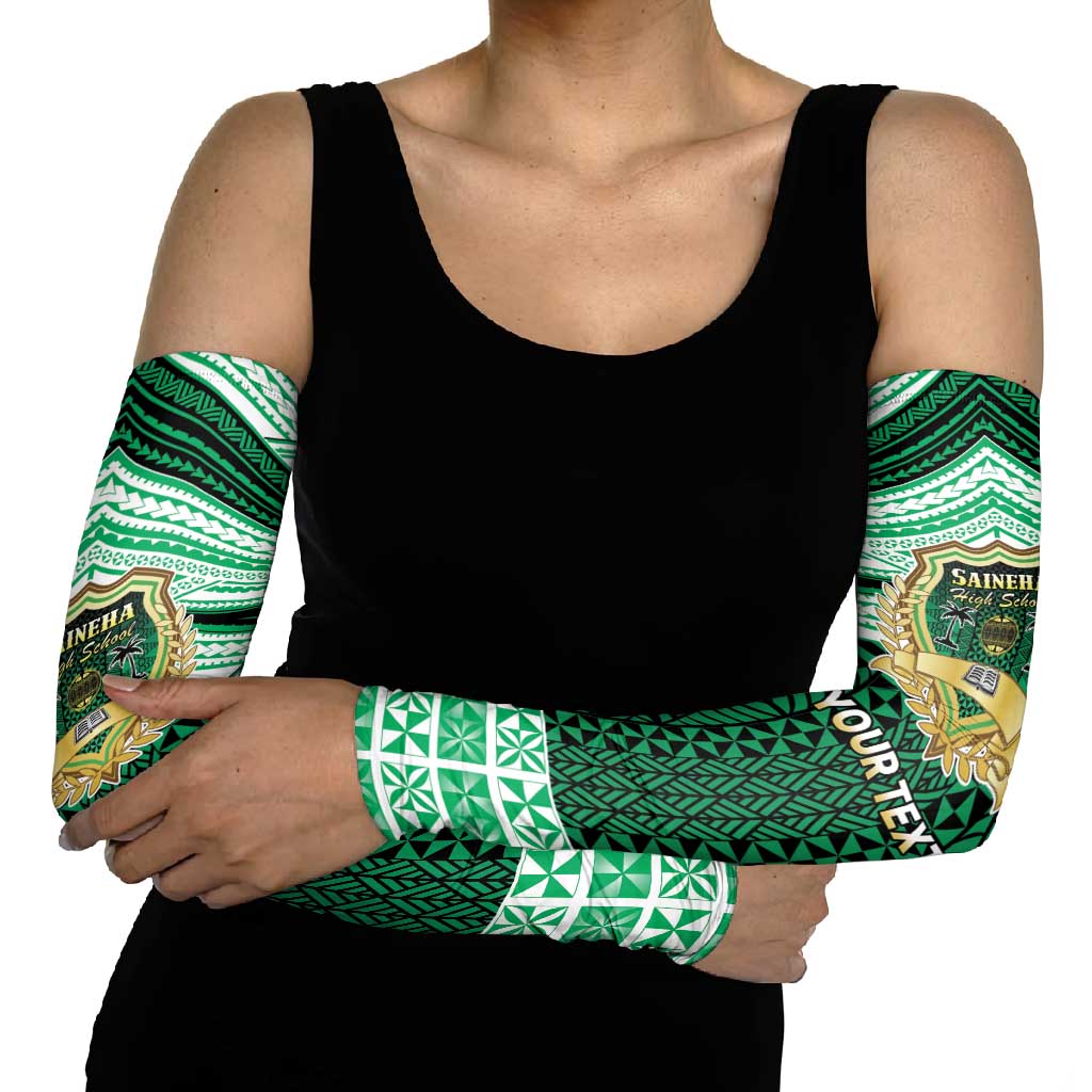 Personalised Tonga Saineha High School Arm Sleeves Polynesian Ngatu Tribal - Polynesian Pride